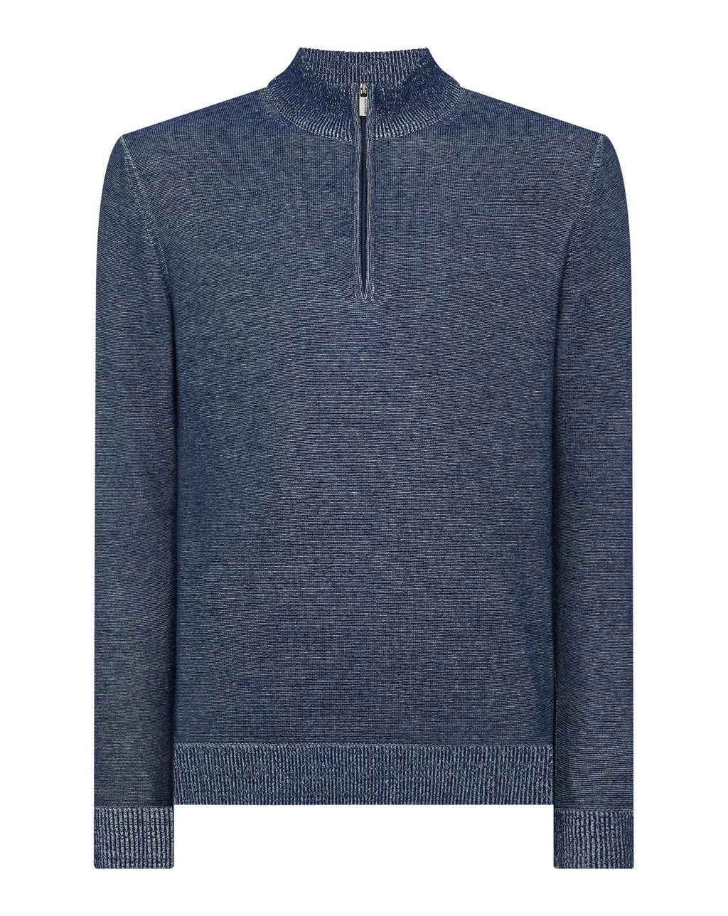 Remus Uomo Two-Tone Half-Zip Knit Sweater Blue