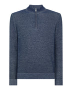 Remus Uomo Two-Tone Half-Zip Knit Sweater Blue