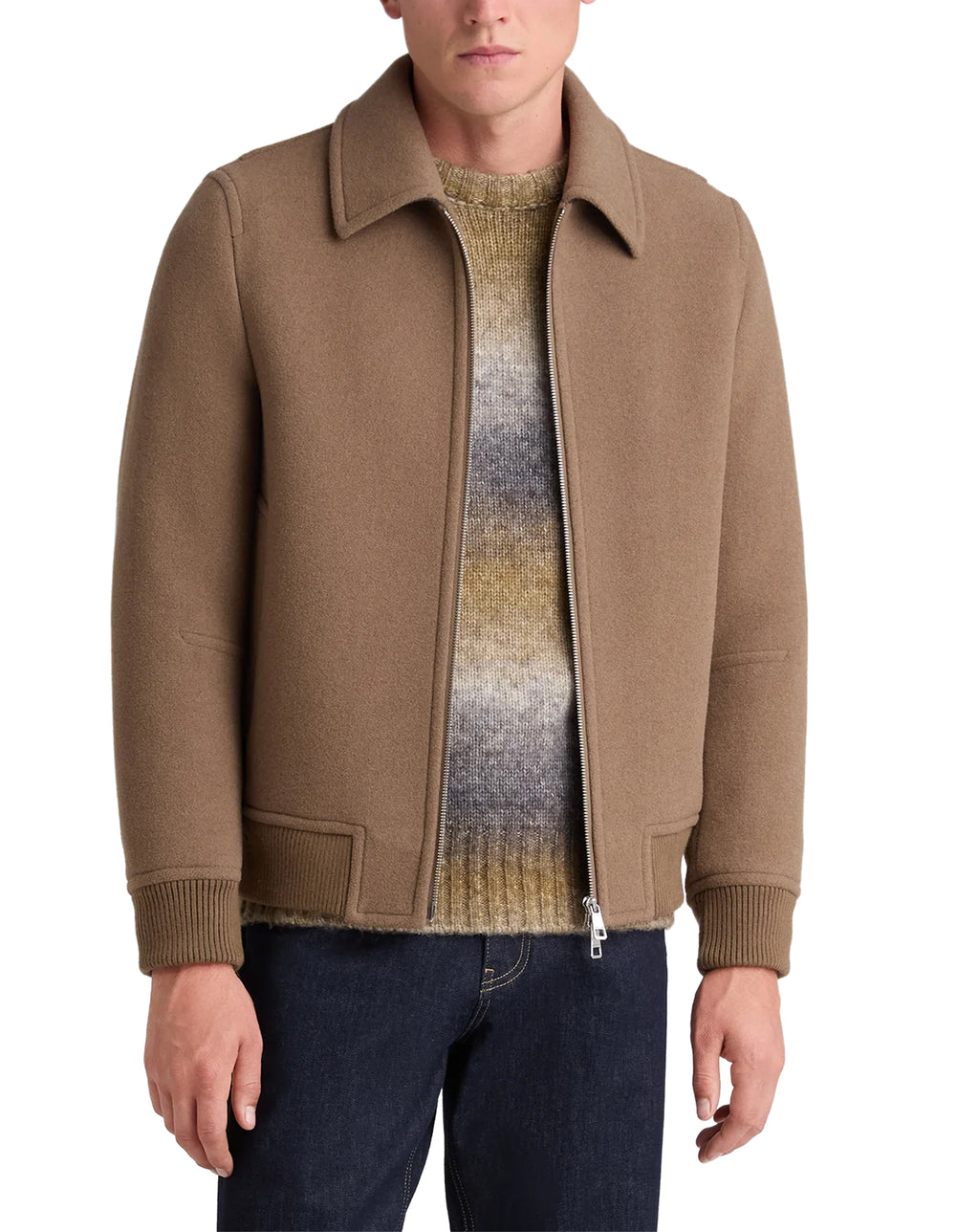 Remus Uomo Wool Rich Bomber Jacket STONE