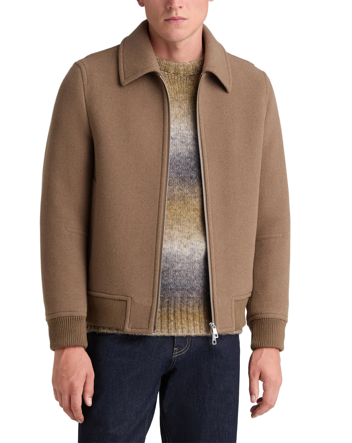 Remus Uomo Wool Rich Bomber Jacket STONE