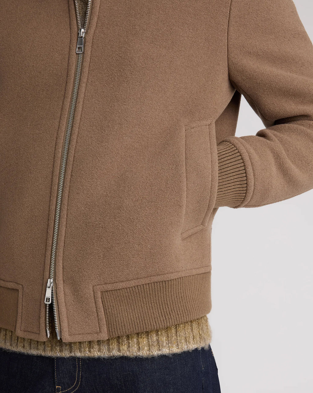 Remus Uomo Wool Rich Bomber Jacket STONE