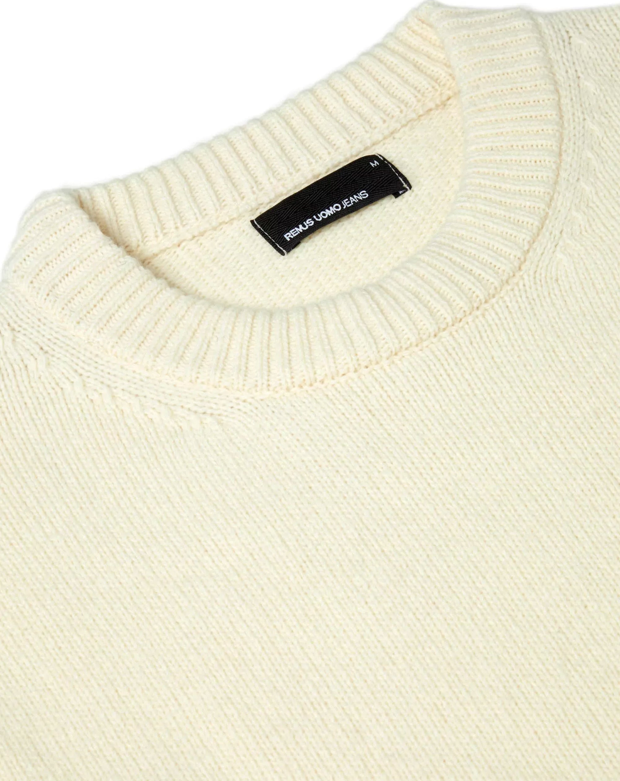 Remus Uomo Crew Neck Long Sleeve Sweater Ecru
