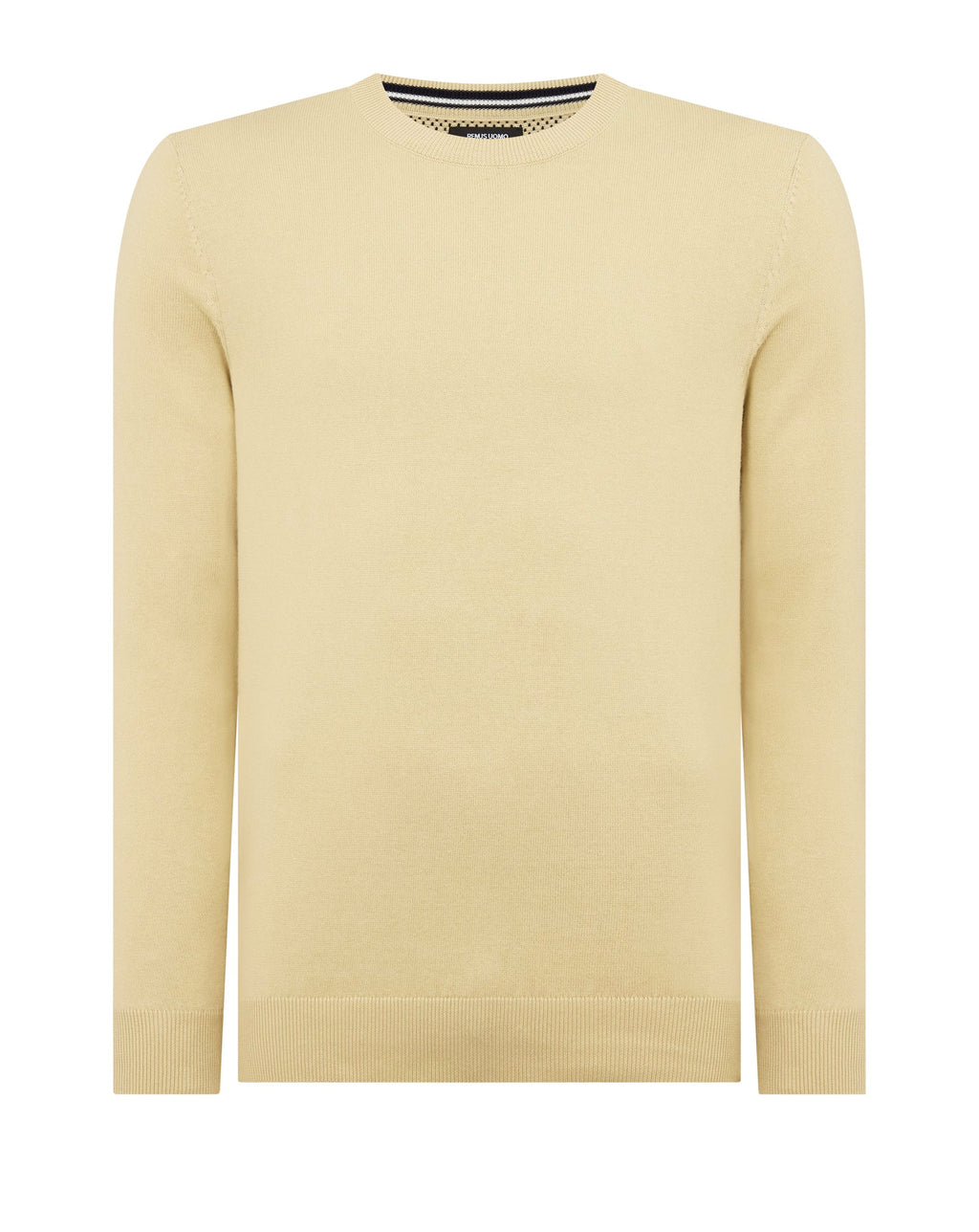 Remus Uomo Tapered Fit Cotton Crew Neck Sweater Ecru