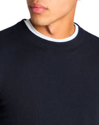 Remus Uomo Tapered Fit Cotton Crew Neck Sweater Navy