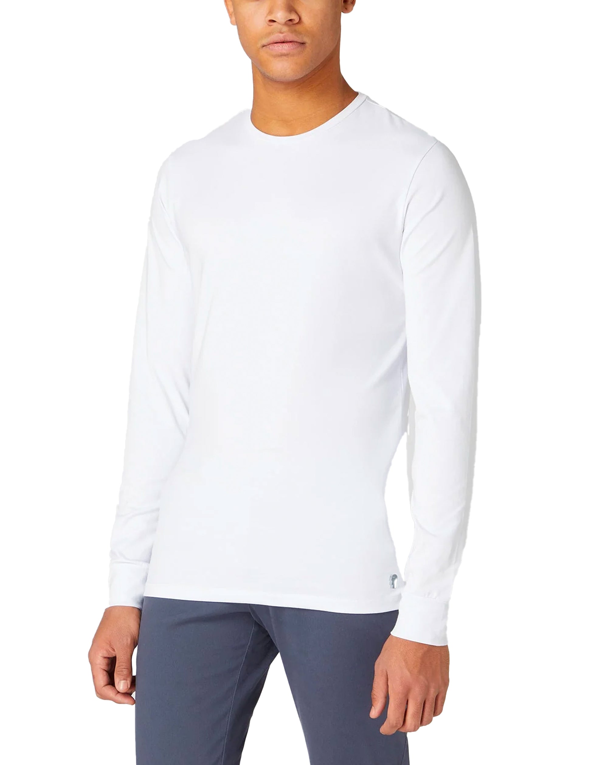 Remus Uomo Tapered Fit Cotton-Stretch Long Sleeve T-Shirt White