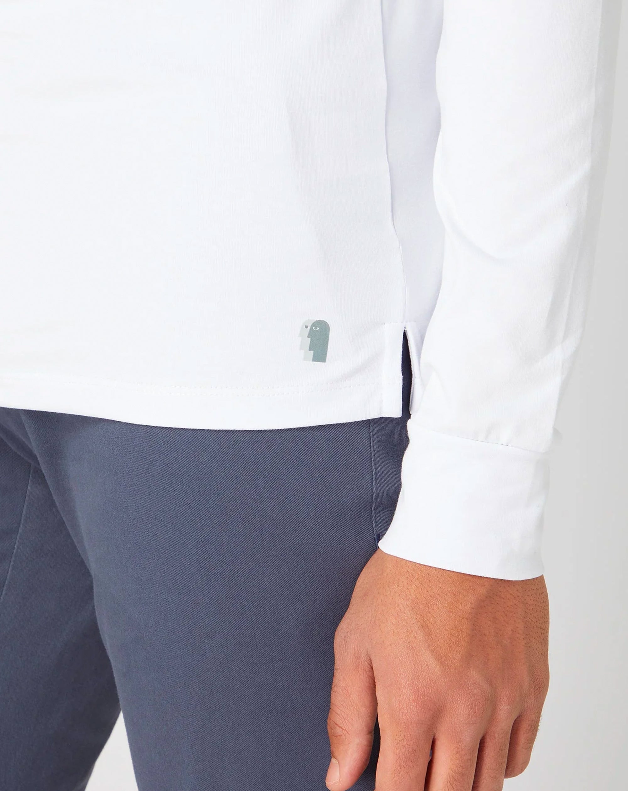 Remus Uomo Tapered Fit Cotton-Stretch Long Sleeve T-Shirt White