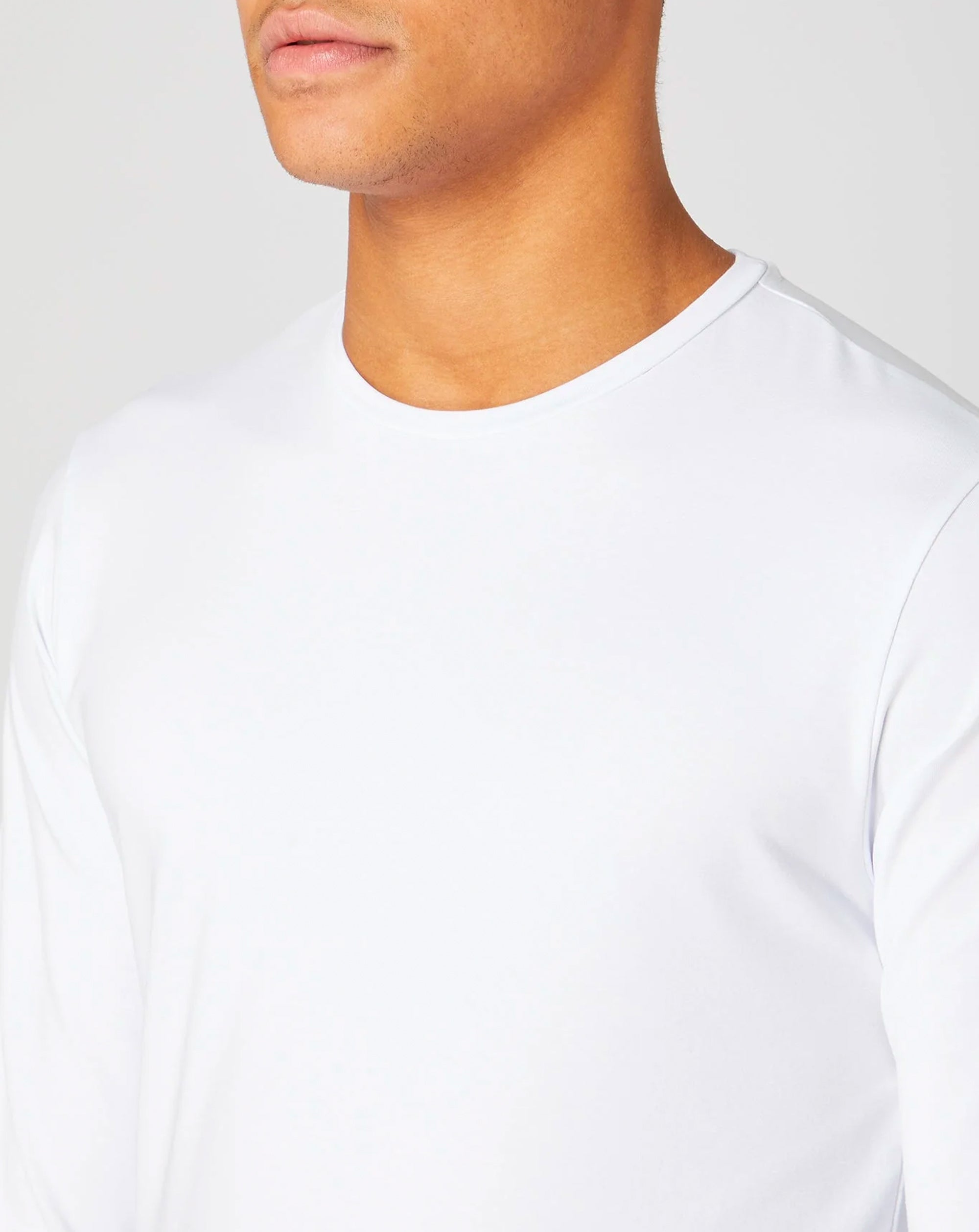 Remus Uomo Tapered Fit Cotton-Stretch Long Sleeve T-Shirt White