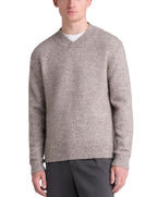 Remus Uomo Shawl Crossed V Neck Wool Blend Jumper Beige