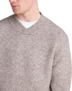 Remus Uomo Shawl Crossed V Neck Wool Blend Jumper Beige