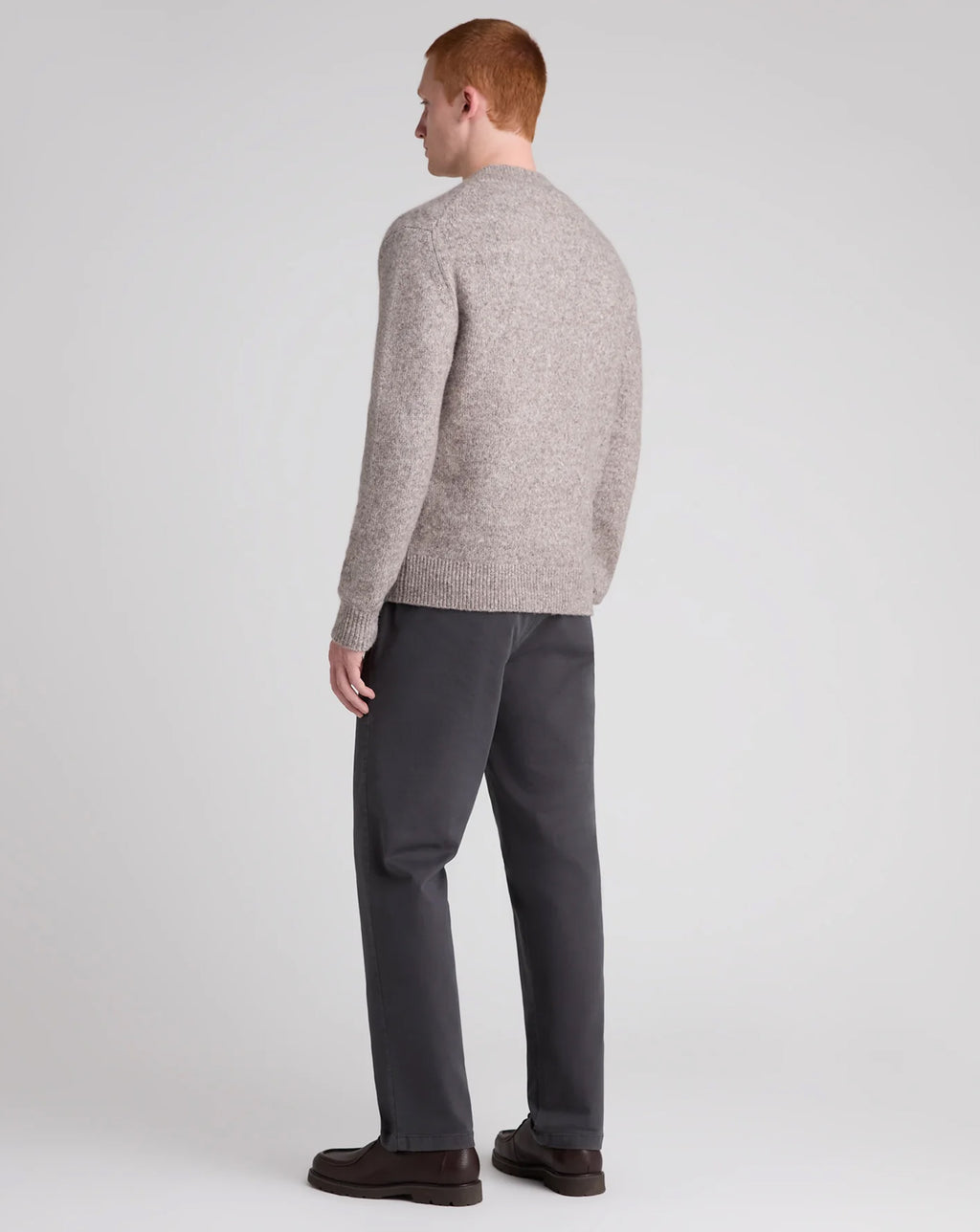 Remus Uomo Shawl Crossed V Neck Wool Blend Jumper Beige