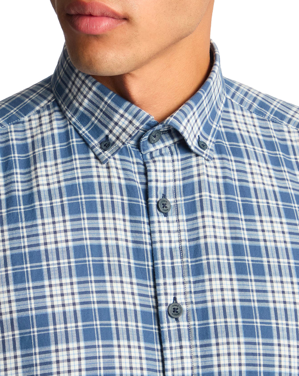 Remus Uomo Tapered Parker Long Sleeve Check Shirt Blue