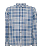 Remus Uomo Tapered Parker Long Sleeve Check Shirt Blue