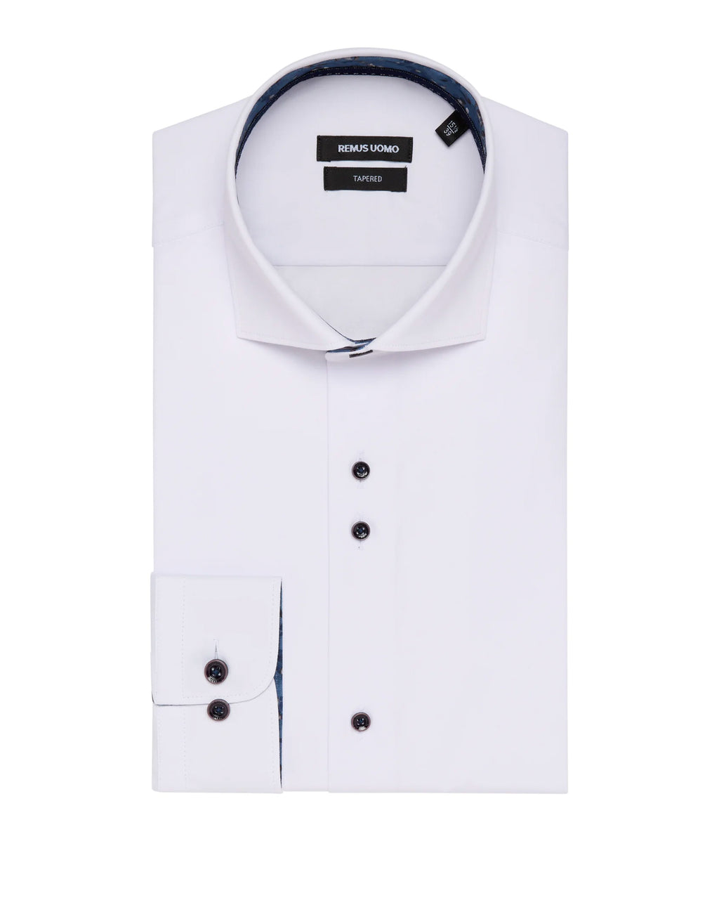 Remus Uomo Tapered Fit Cotton Blend Stretch Shirt White