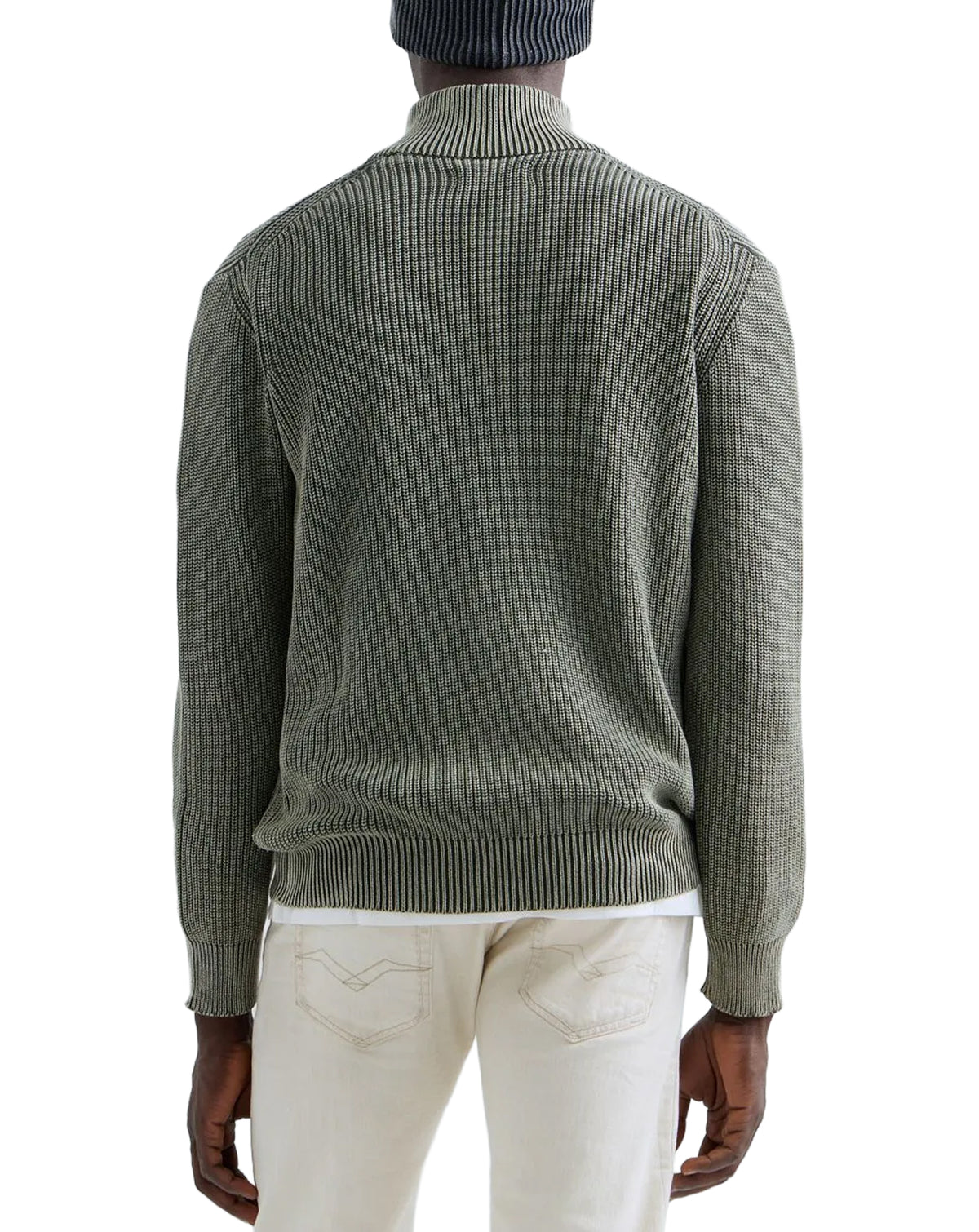 Replay 1/4 zip Knit Acid Wash Neon Reactive LIGHT KHAKI
