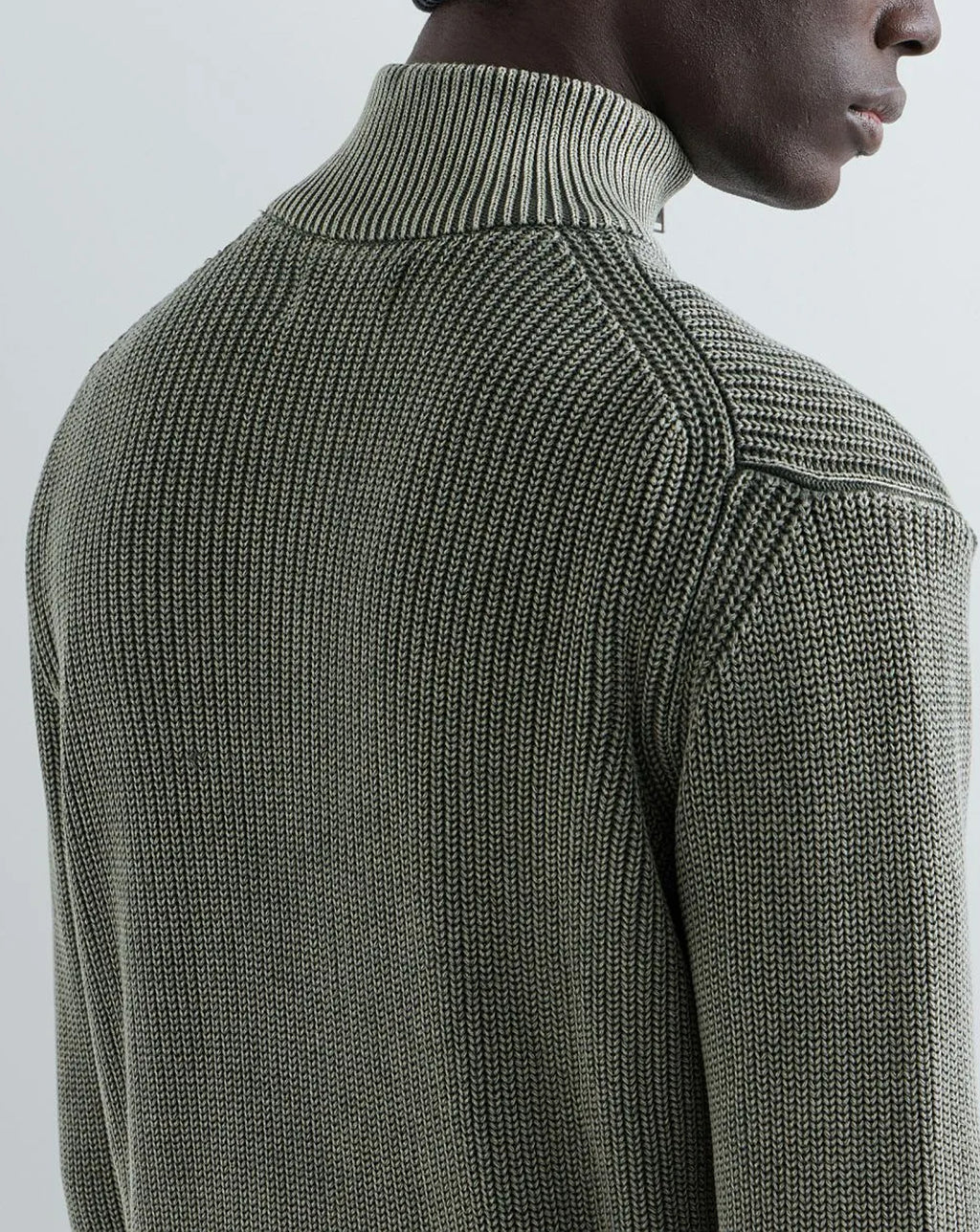 Replay 1/4 zip Knit Acid Wash Neon Reactive LIGHT KHAKI