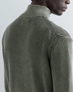 Replay 1/4 zip Knit Acid Wash Neon Reactive LIGHT KHAKI