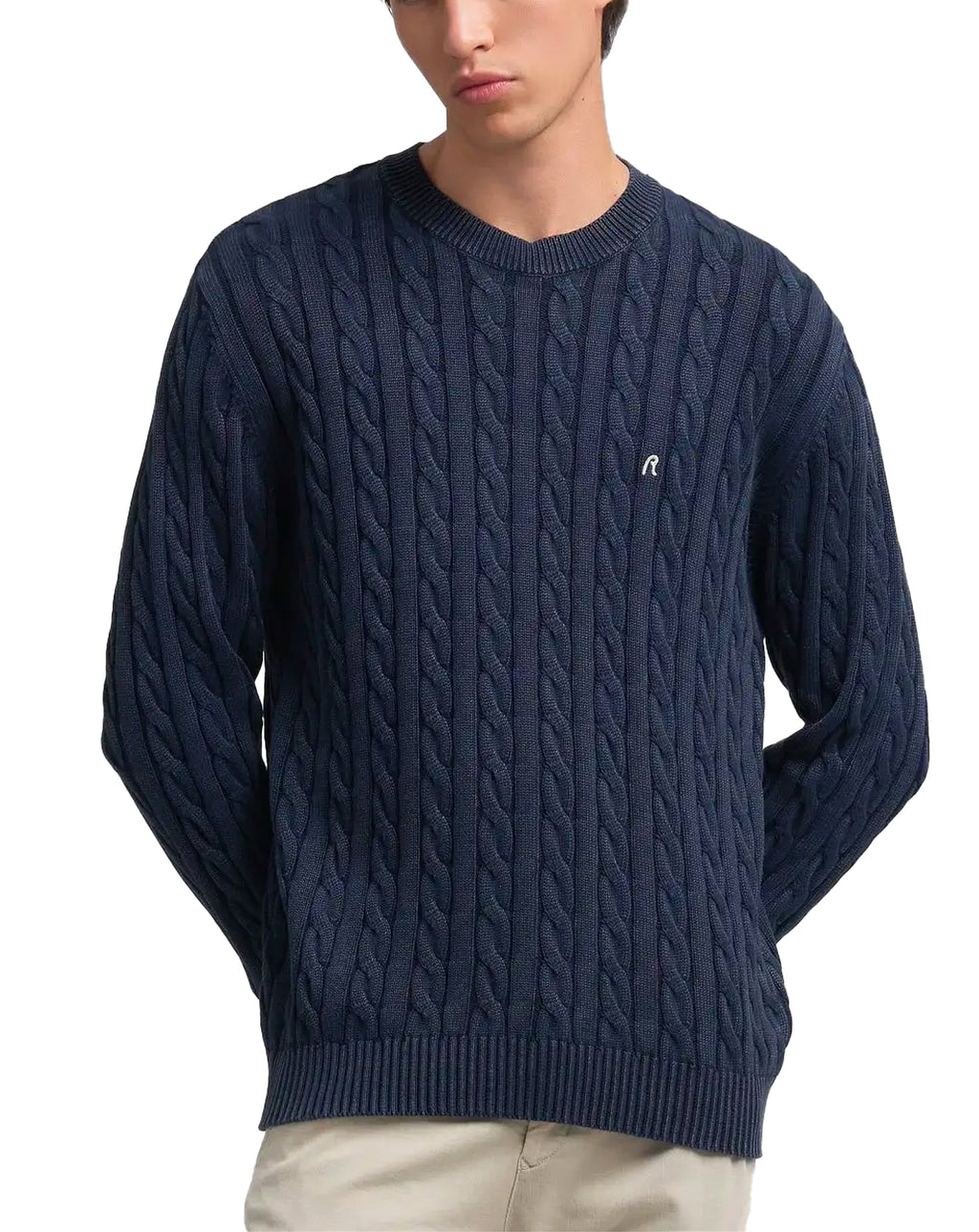 Replay Cable Knit Jumper Dark Navy
