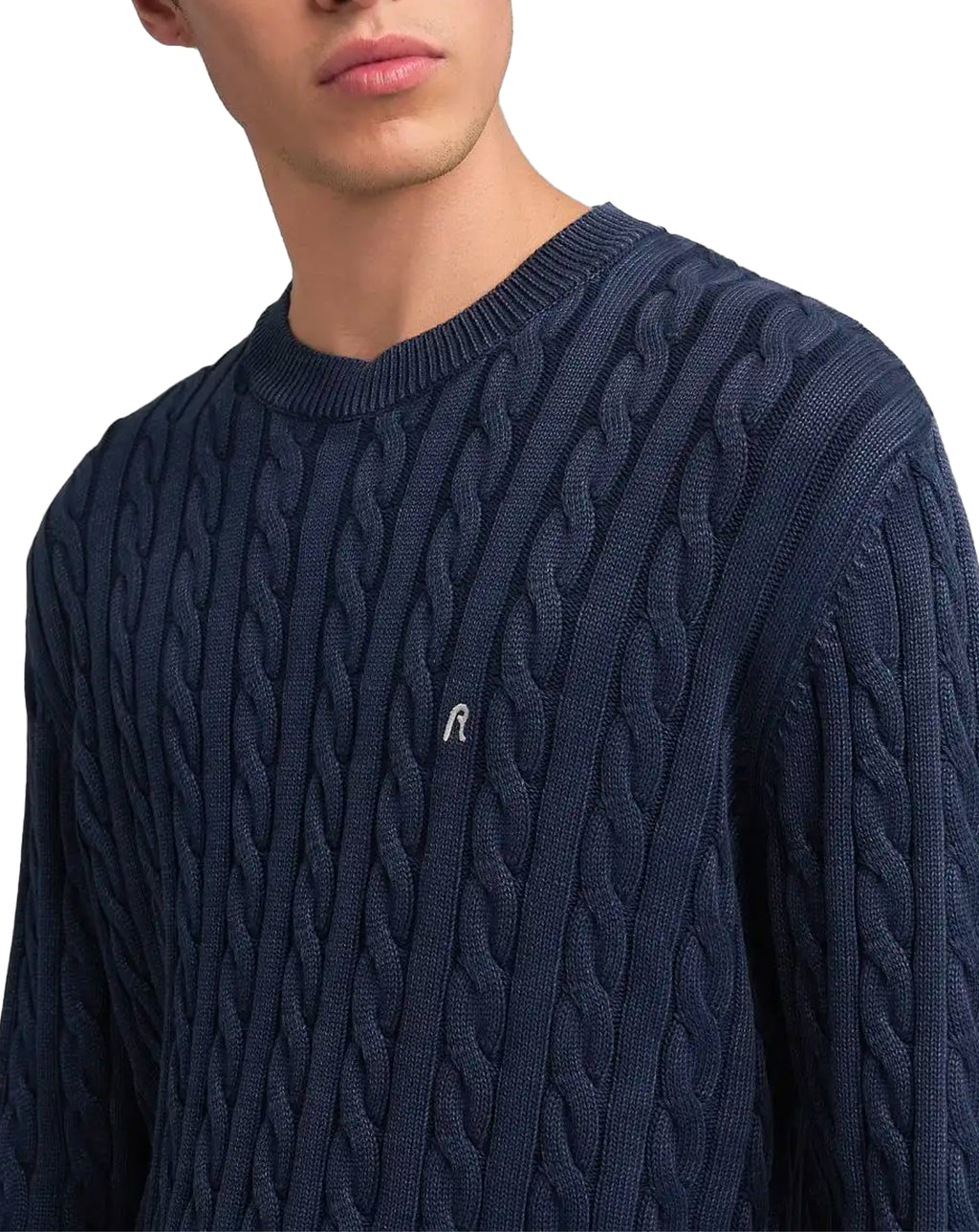 Replay Cable Knit Jumper Dark Navy
