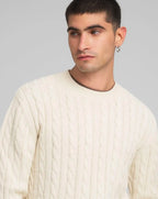 Replay Cable Knit Jumper Stone