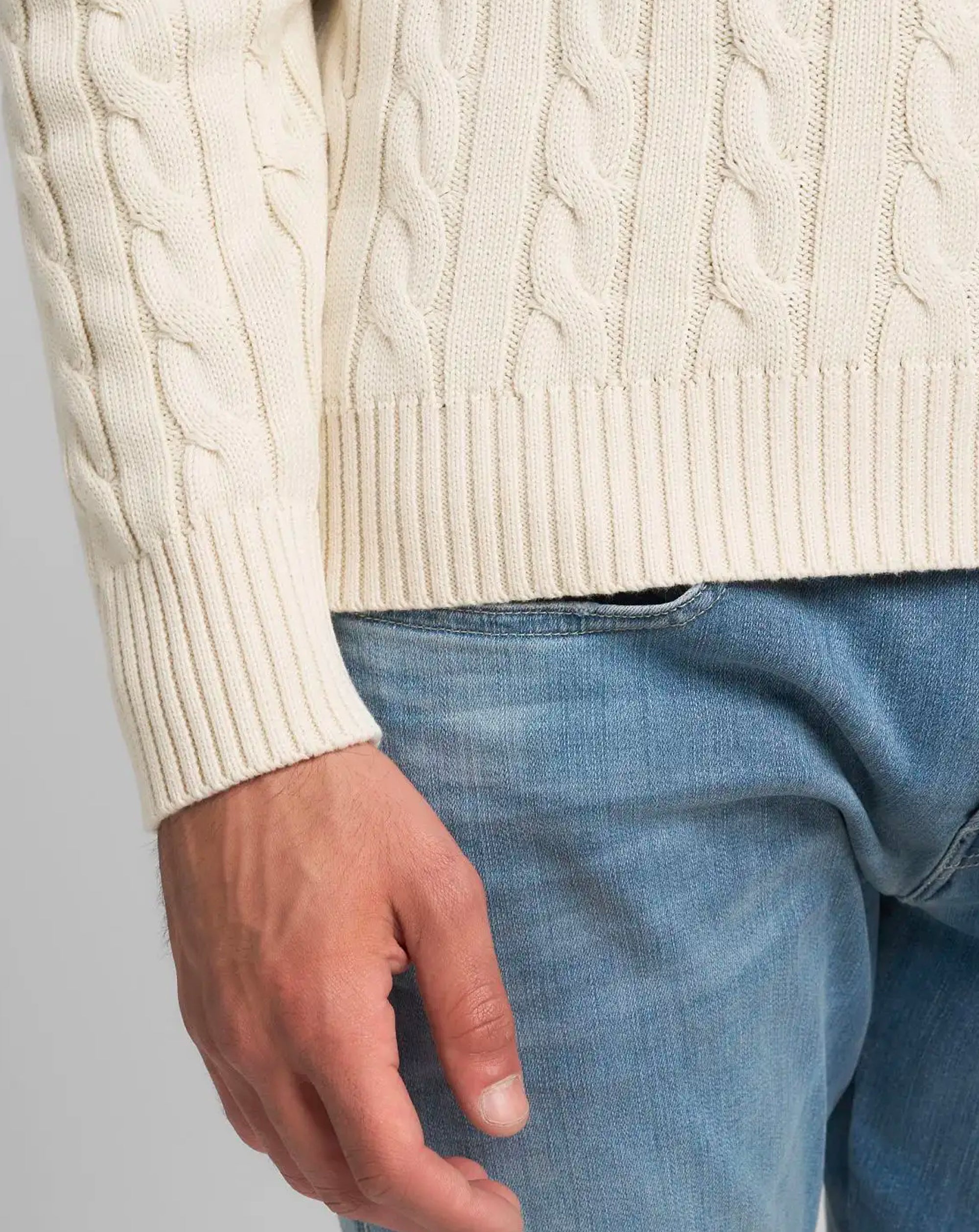Replay Cable Knit Jumper Stone