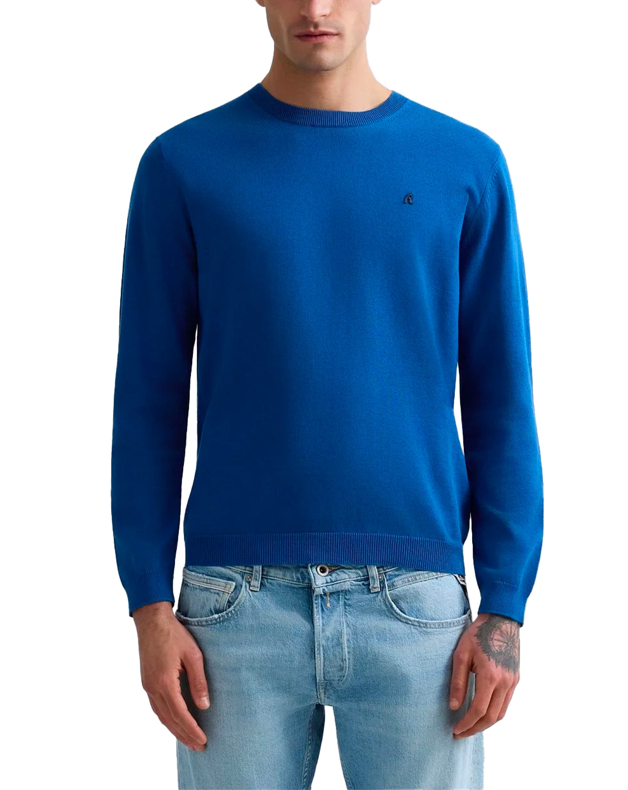 Replay Cotton Crew Neck Sweater Knitwear BLUE