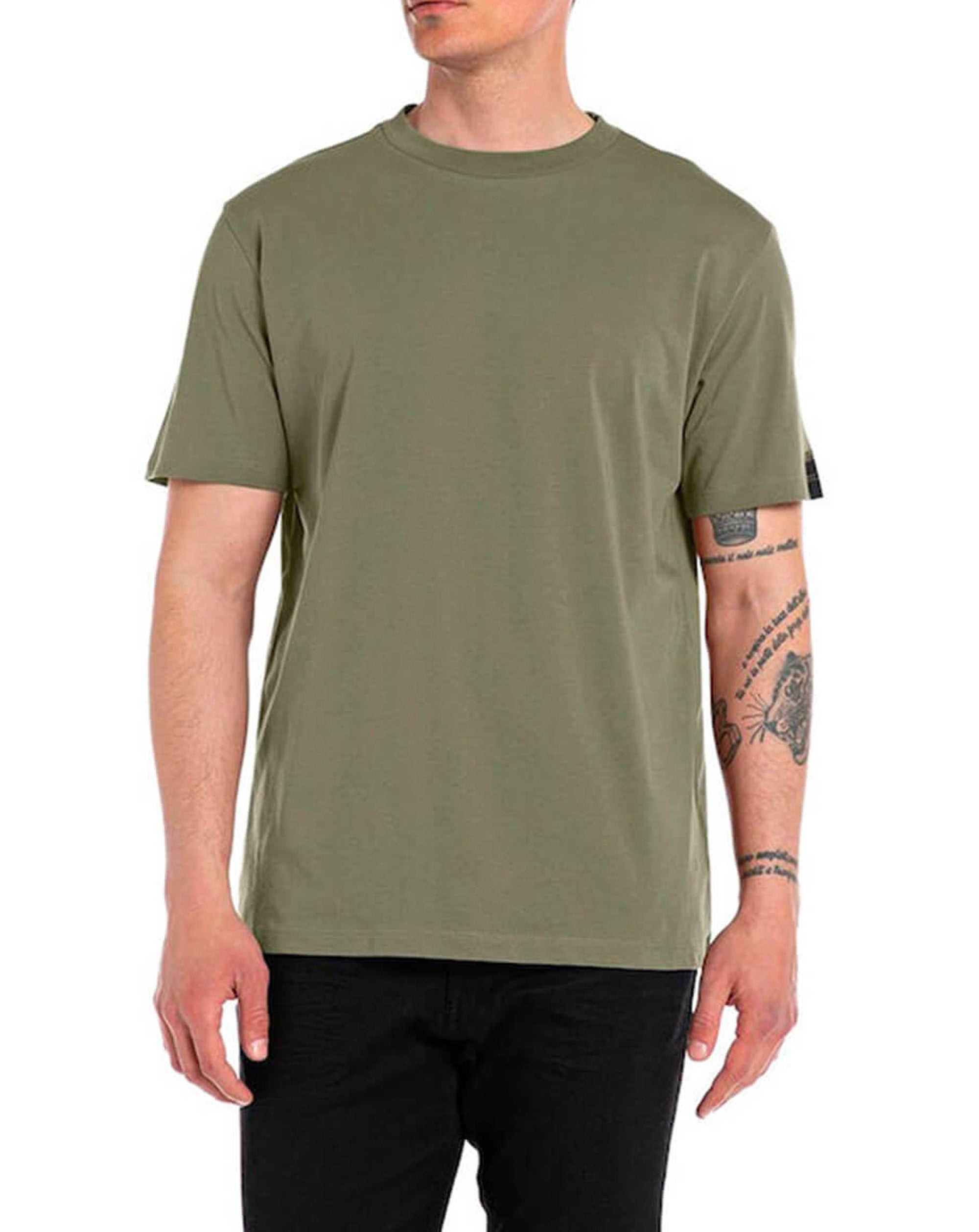 Replay Crew Neck Organic T Shirt Khaki
