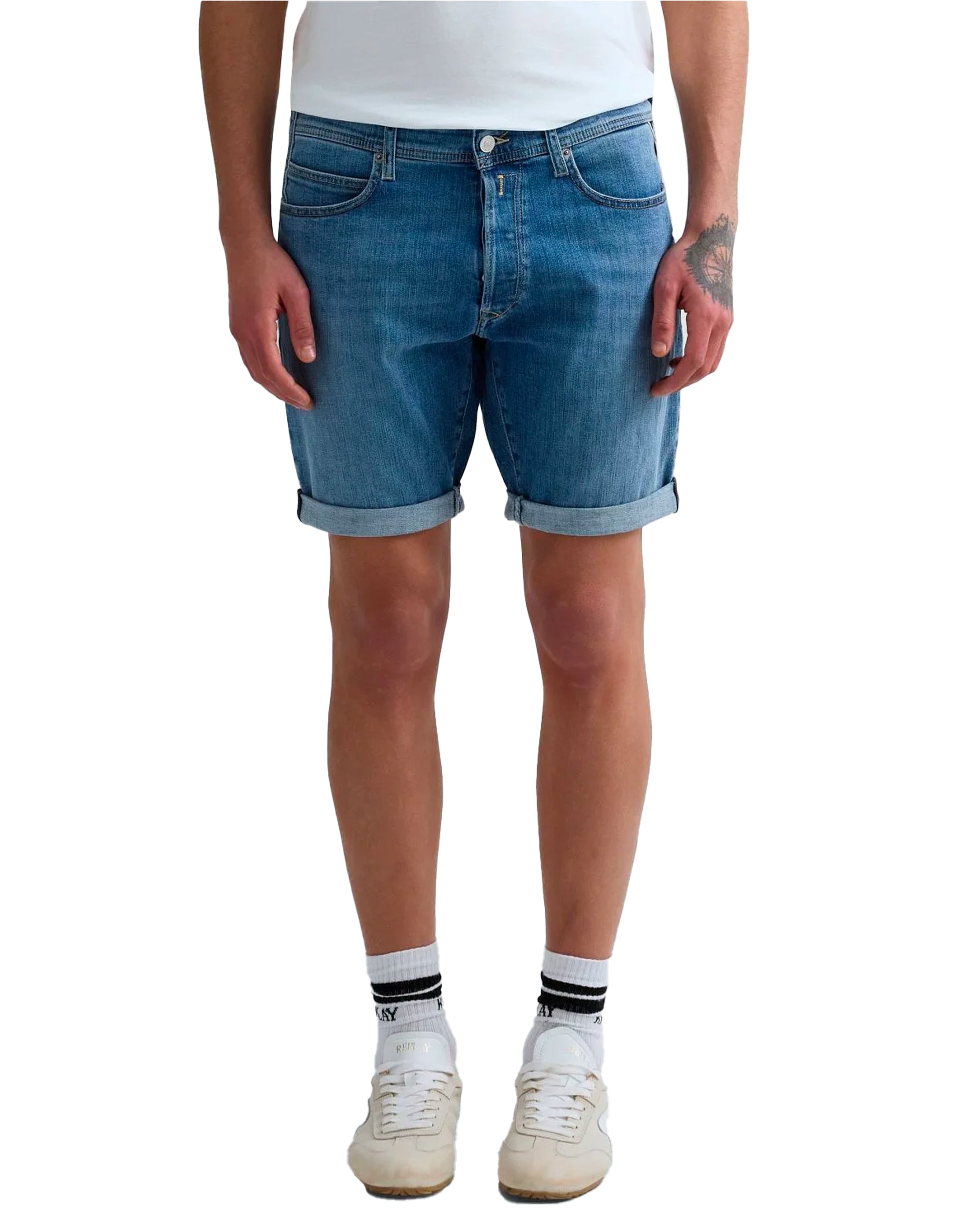 Replay Denim stretch shorts stonewash Blue Ma981y.685.194.009