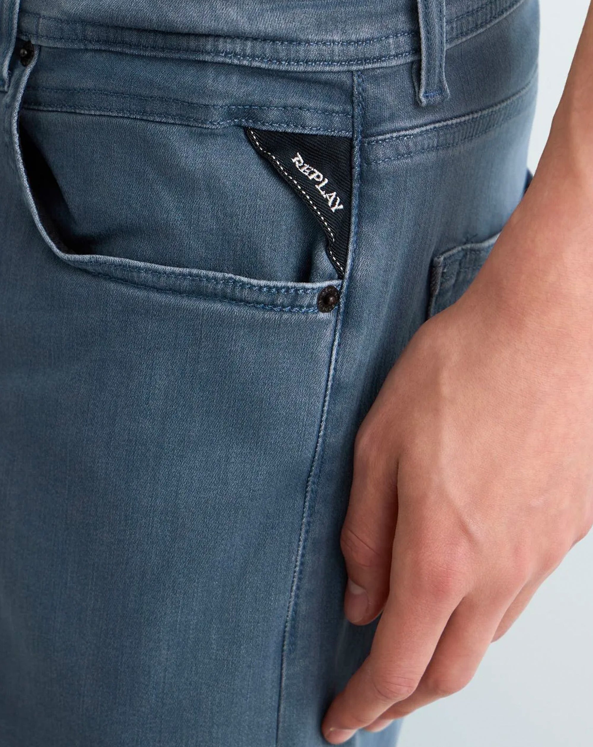 Replay Grover Hyperflex denim straight fit Jean Blue Grey