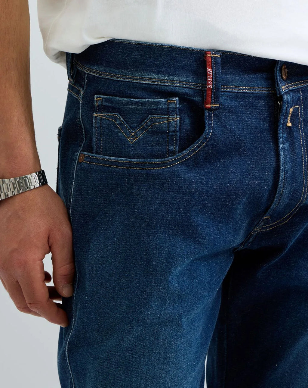 Replay Hyperflex Anbass Slim Fit Jean Clean Dark Wash
