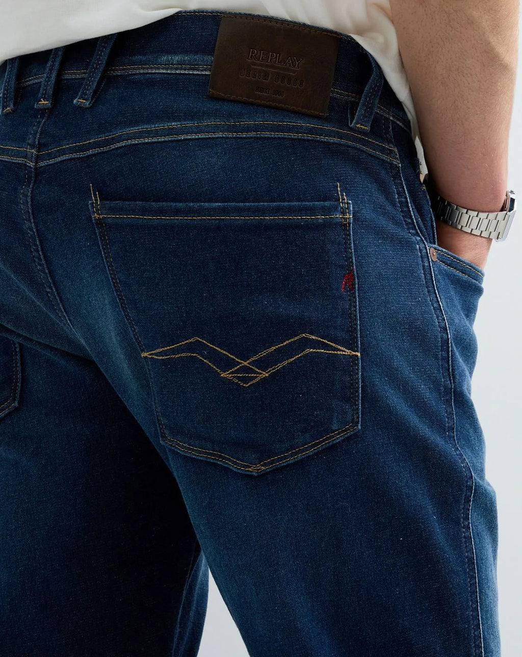 Replay Hyperflex Anbass Slim Fit Jean Clean Dark Wash