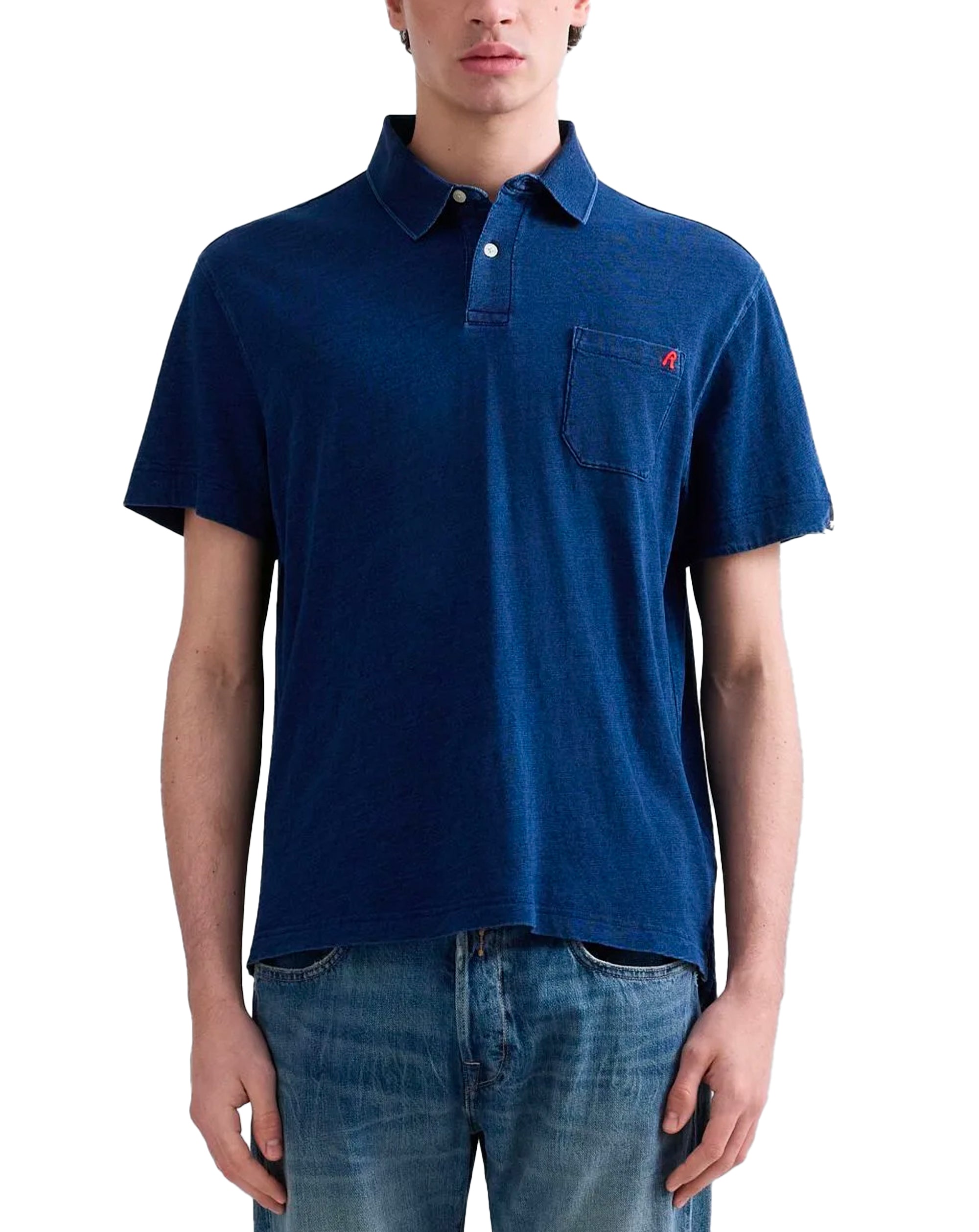 Replay Indigo denim blue premium polo shirt INDIGO