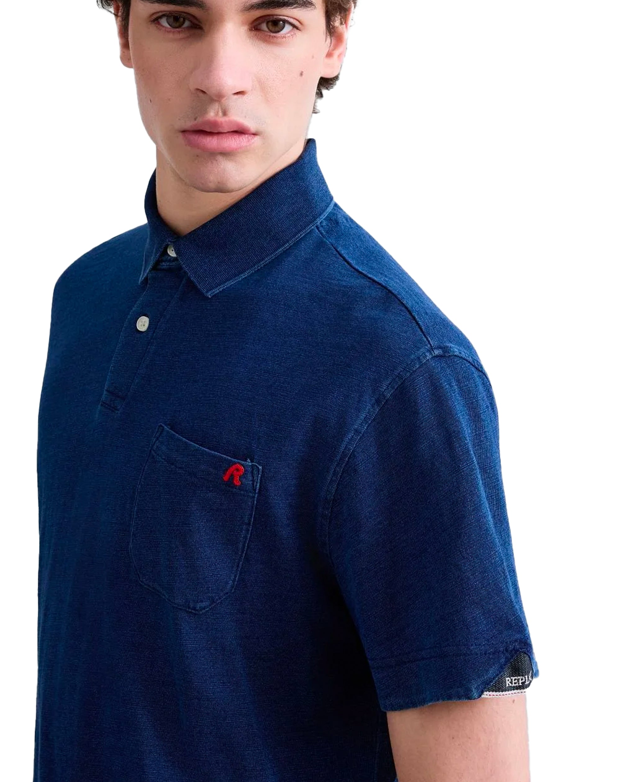 Replay Indigo denim blue premium polo shirt INDIGO