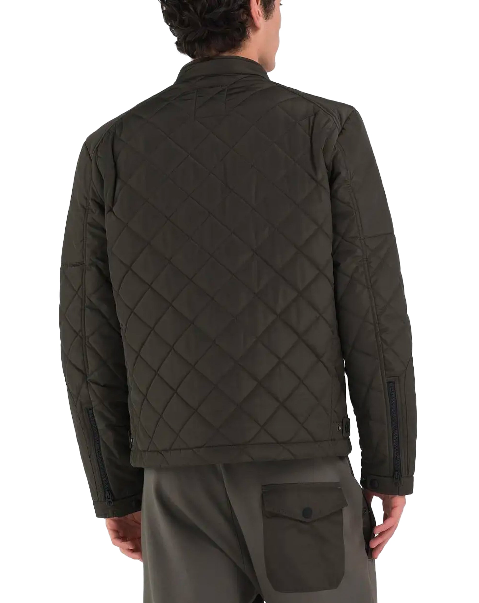 Replay Mens Biker Jacket Dark Green