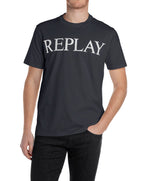 Replay Mens Organic Logo T Shirt Dark Navy