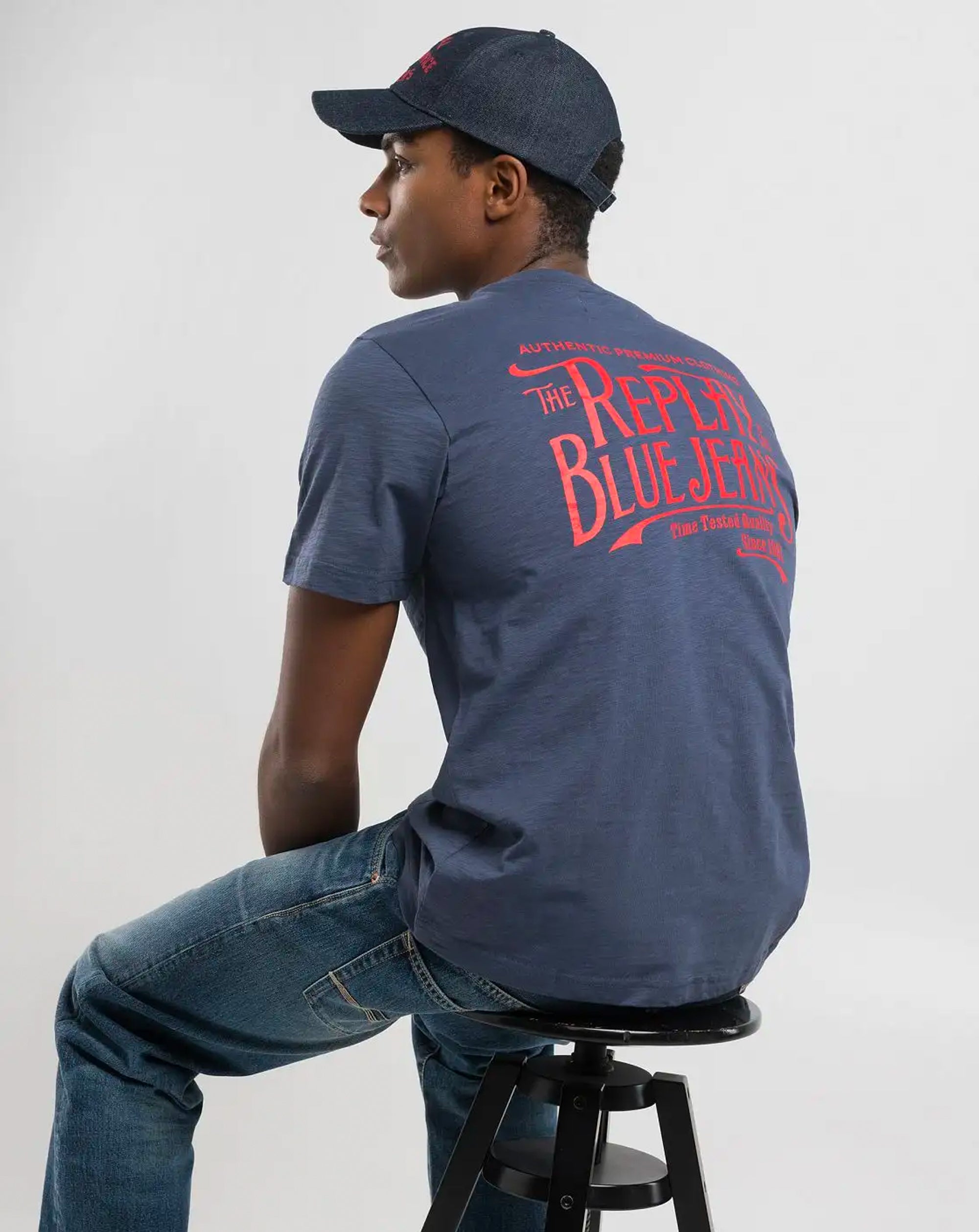 Replay Mens Organic T Shirt Blue