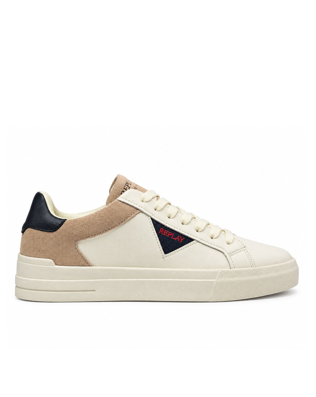 Replay Premium Leather Trainers OFF WHITE