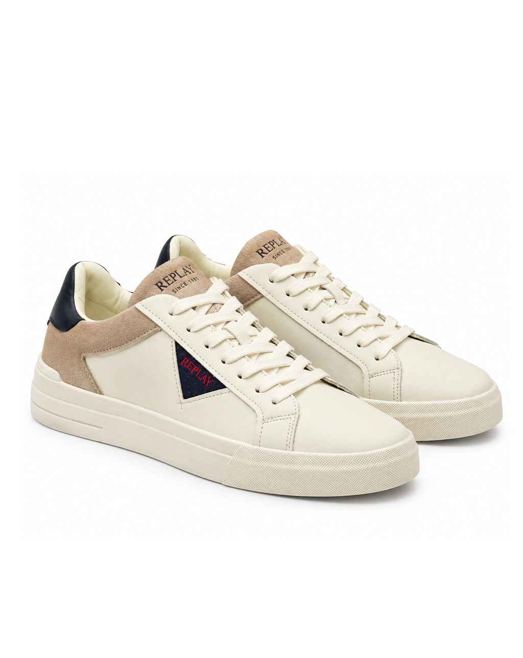 Replay Premium Leather Trainers OFF WHITE