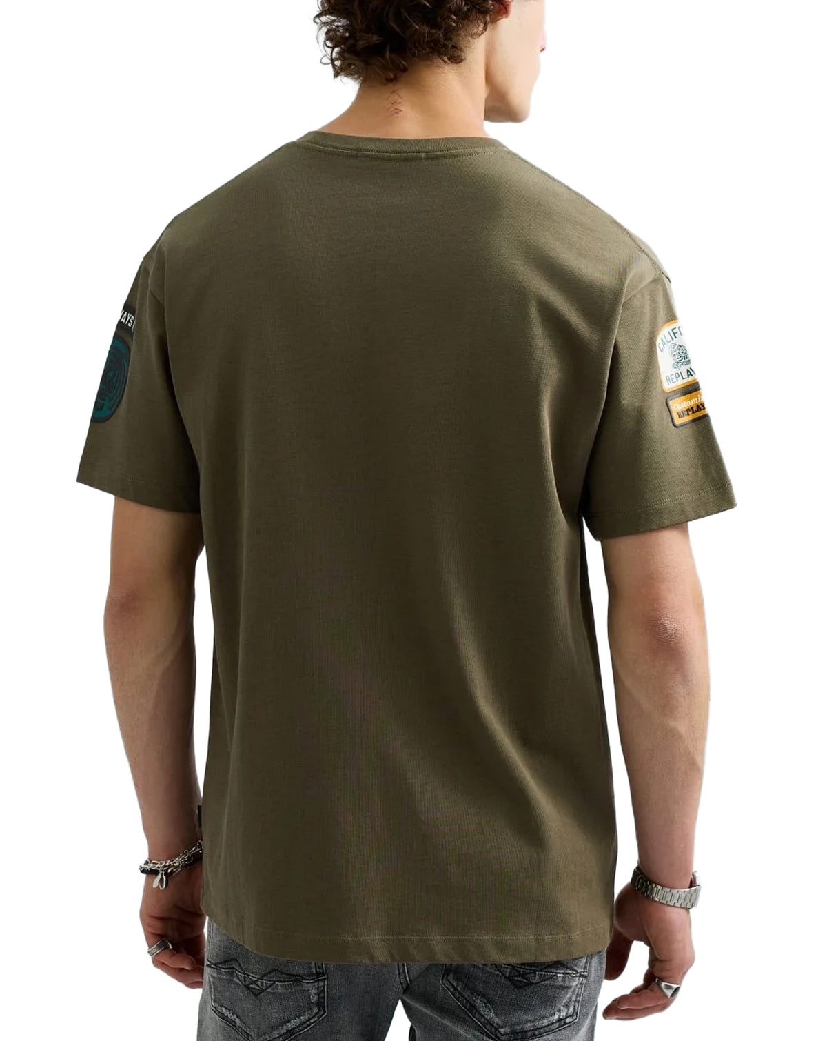Replay Relaxed Fit Pocket T-Shirt With Badge Detail KHAKI