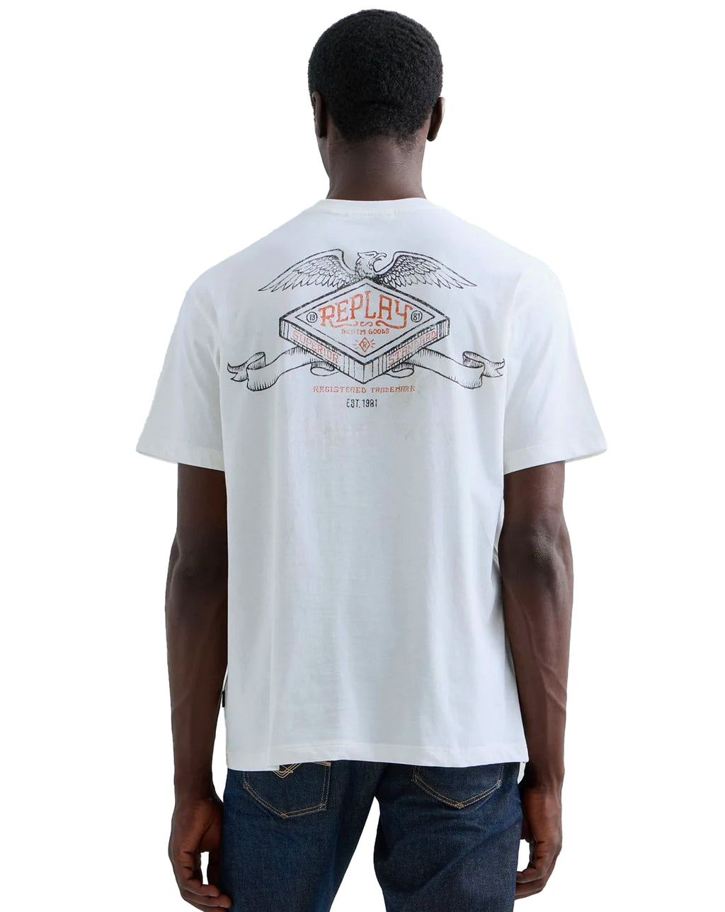 Replay Relaxed Fit T-Shirt Industrial Print White