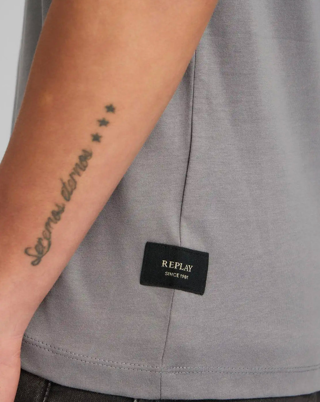 Replay R T Shirt Tonal Logo GREY