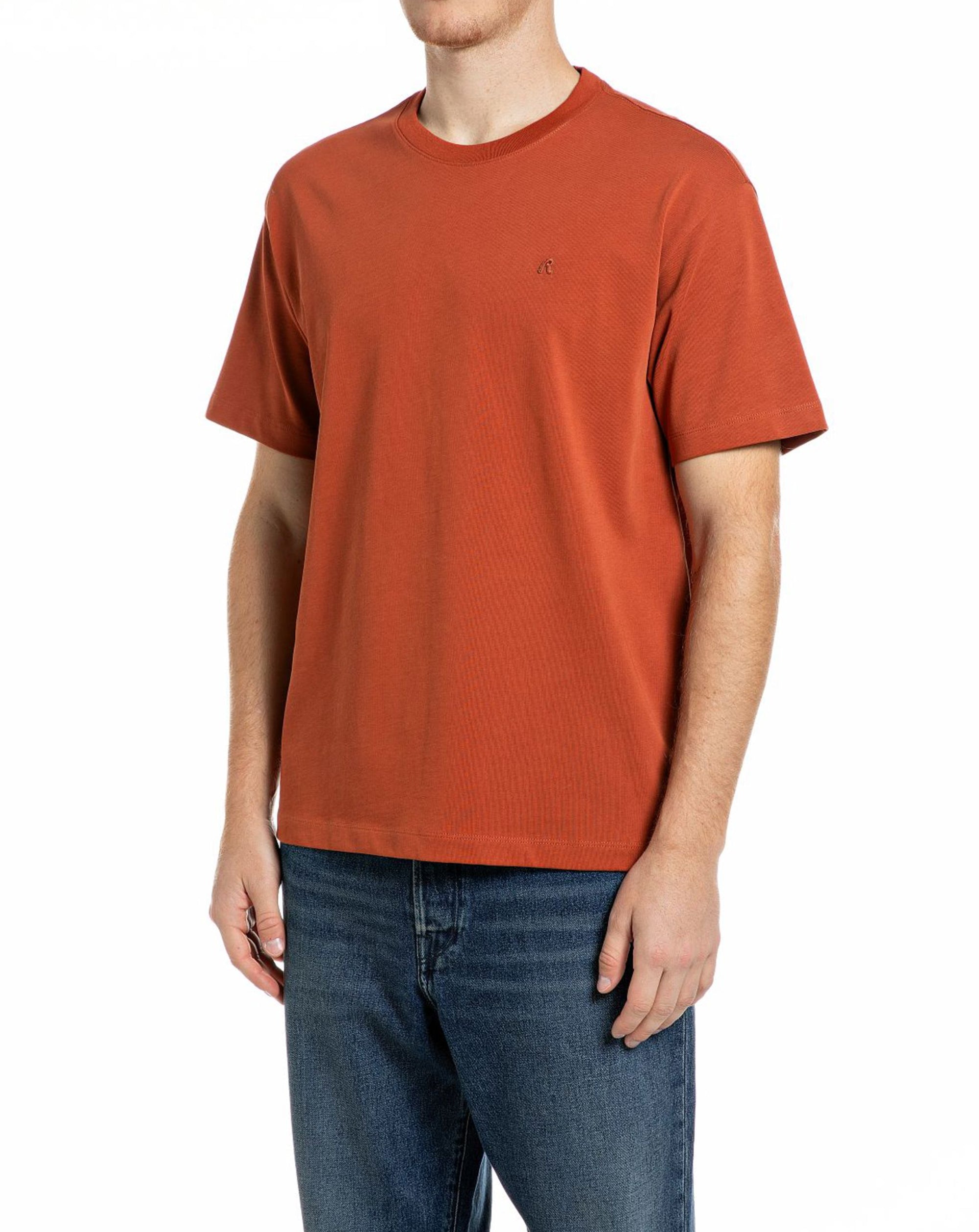 Replay R logo crew neck t-shirt RUST