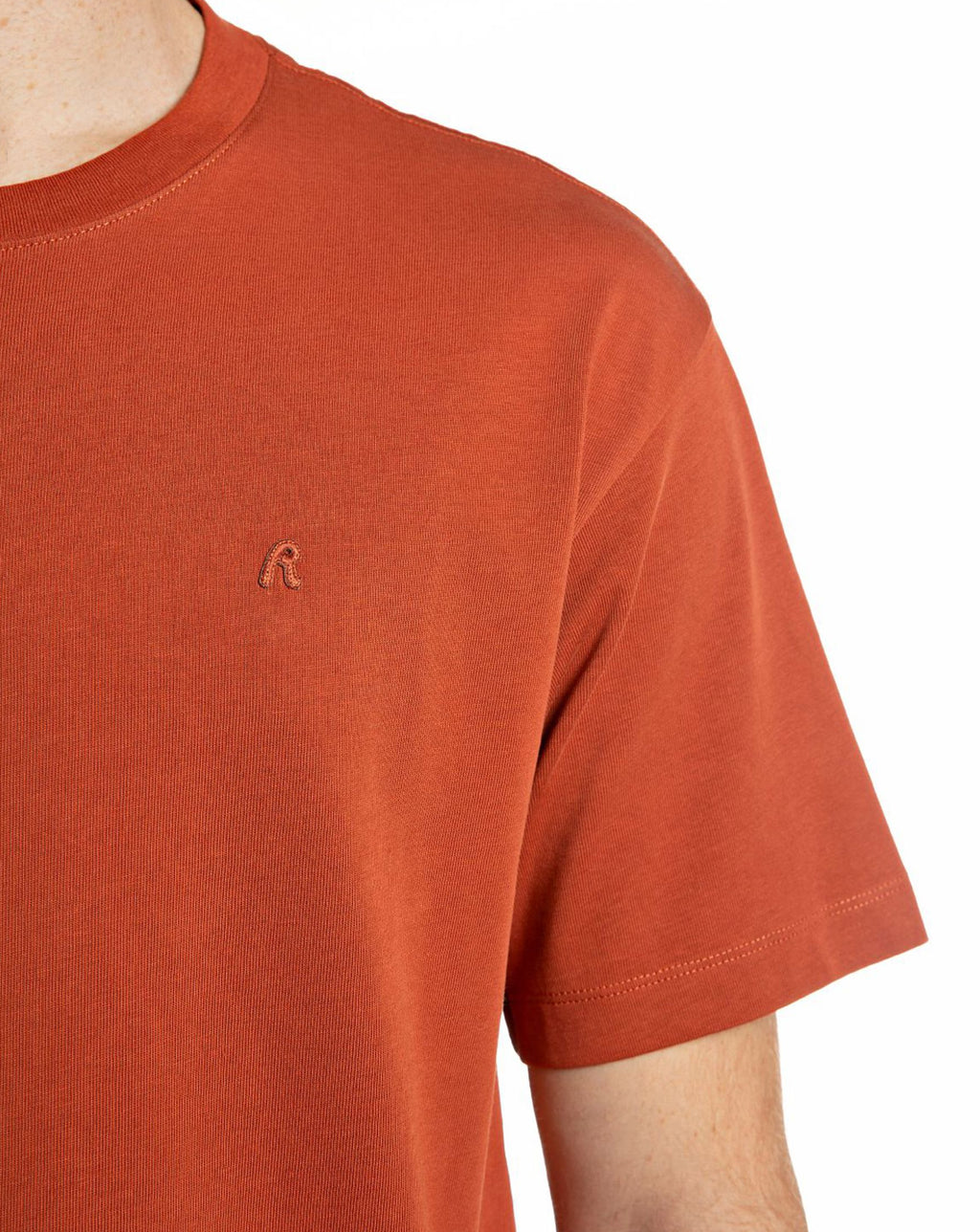 Replay R logo crew neck t-shirt RUST