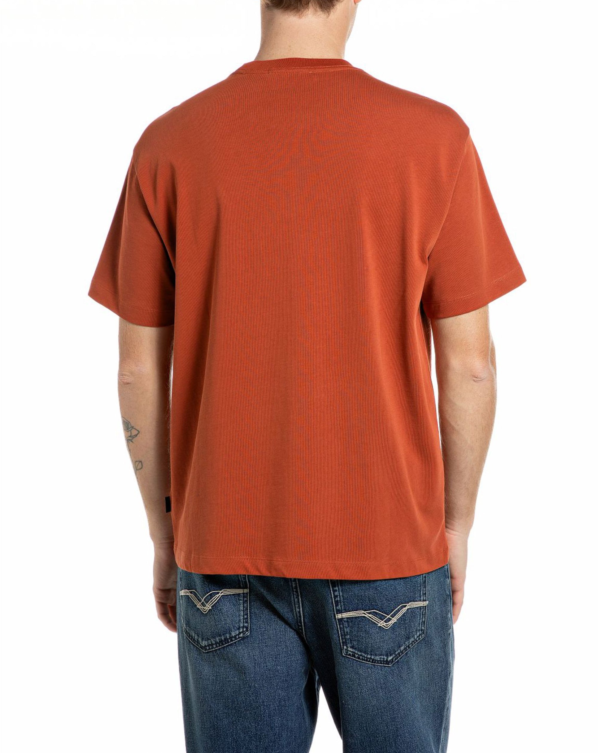 Replay R logo crew neck t-shirt RUST