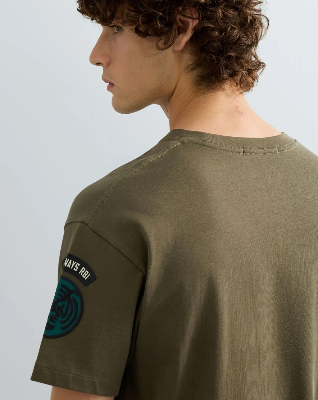 Replay Relaxed Fit Pocket T-Shirt With Badge Detail KHAKI