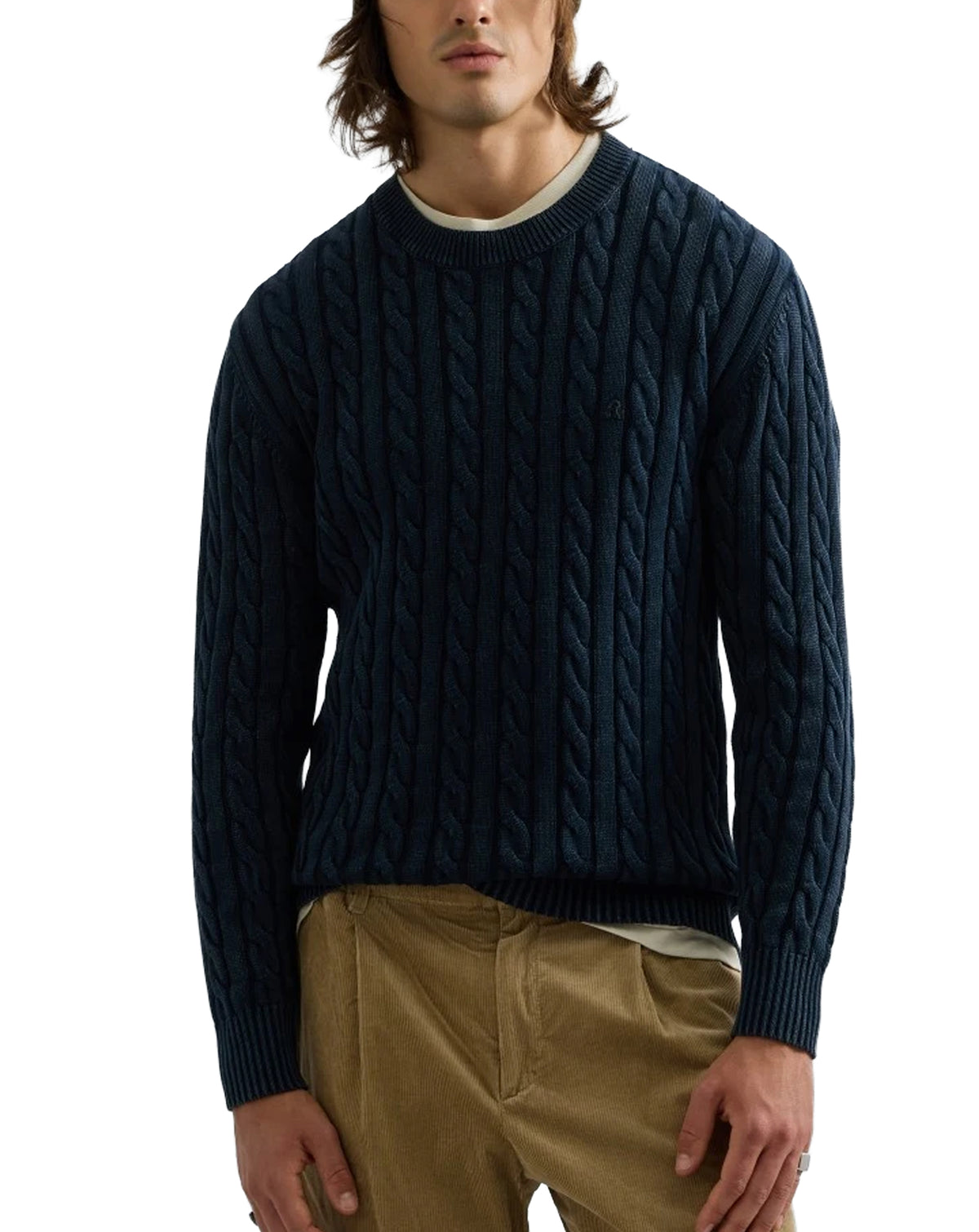 Replay Cable Knit Jumper NAVY