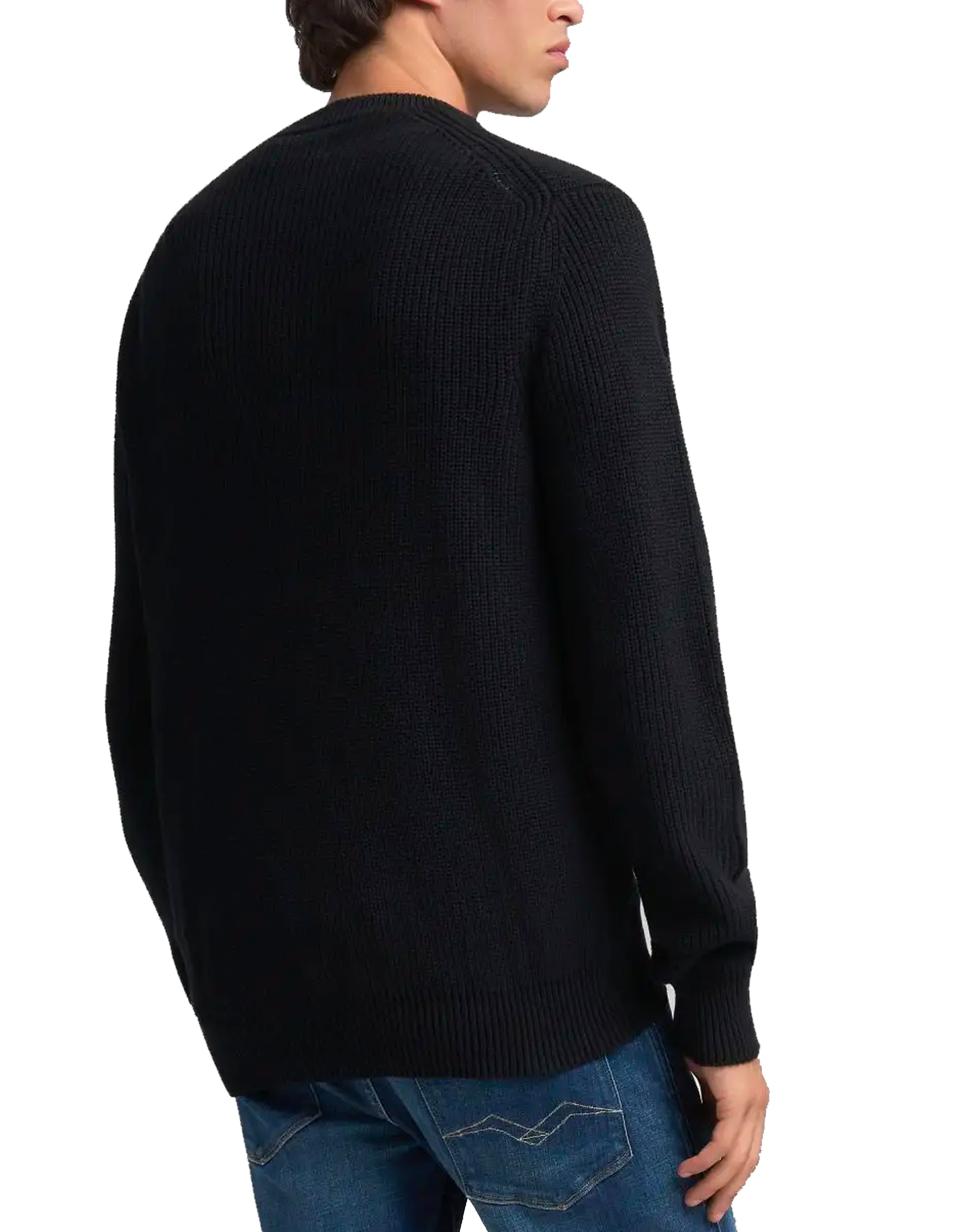 Replay Chunky Rib Knit Pullover Jumper Dark Navy