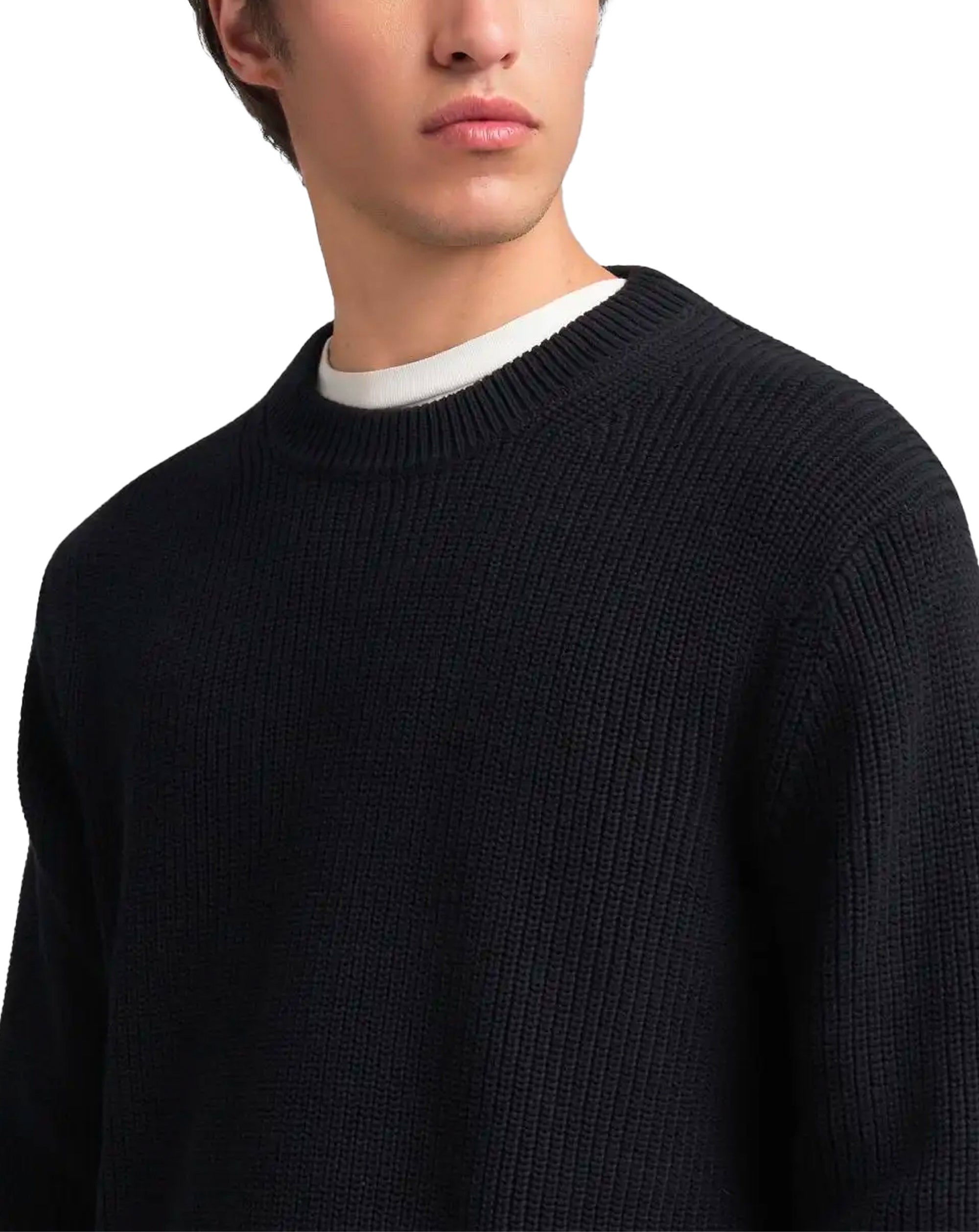 Replay Chunky Rib Knit Pullover Jumper Dark Navy