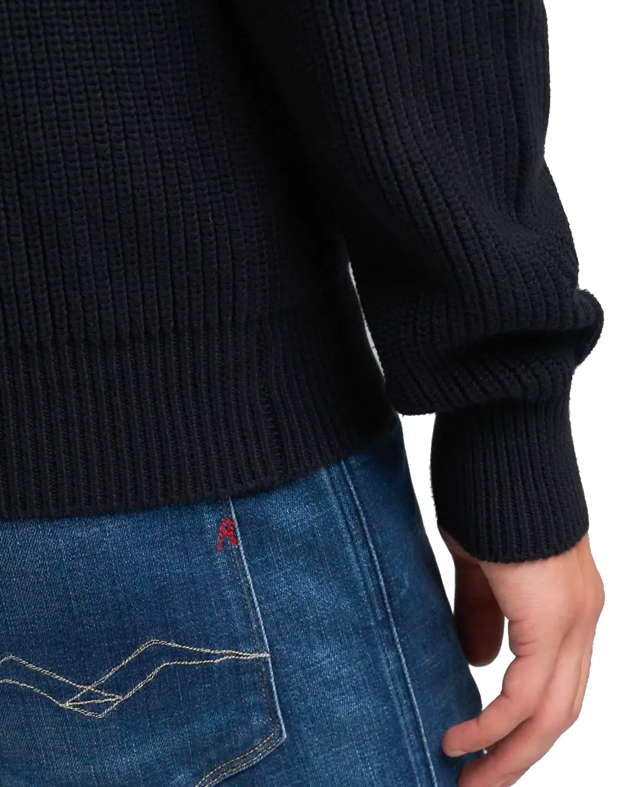 Replay Chunky Rib Knit Pullover Jumper Dark Navy