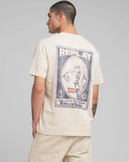 Replay Vintage Dog Print T Shirt Front And Back Print Ecru