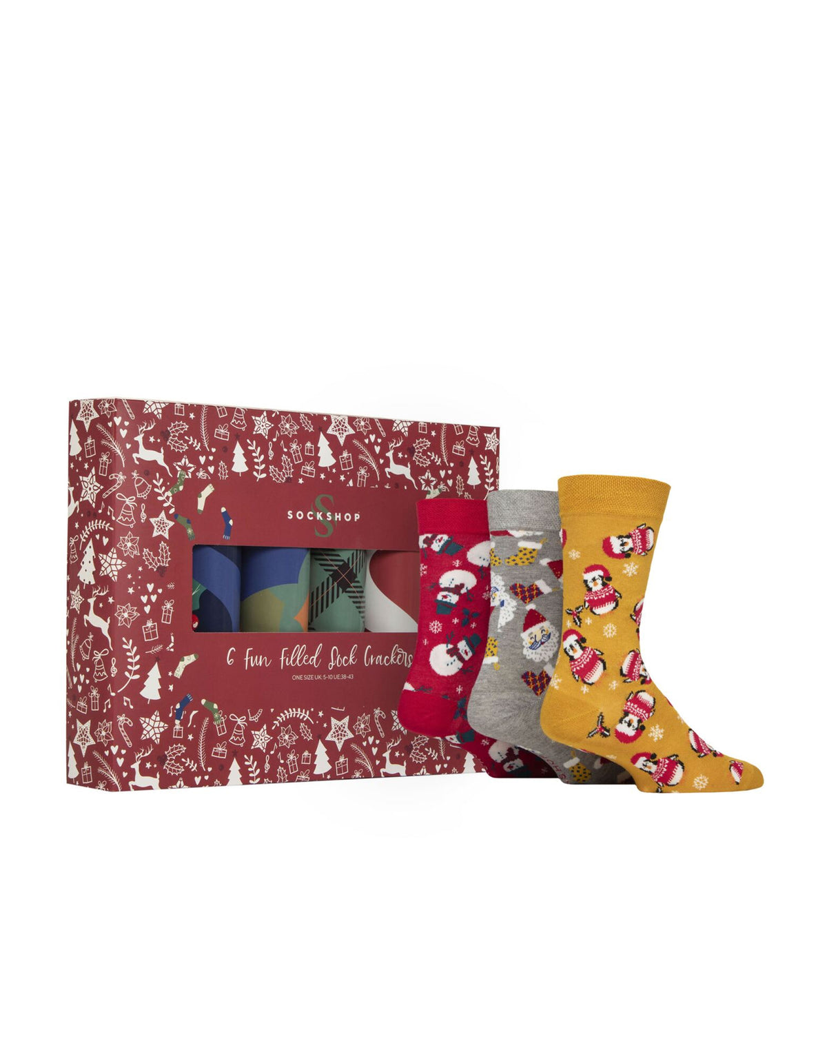 Sockshop 6 Fun Filled Sock Crackers RED